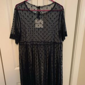 NWT Agnes & Dora navy blue mesh dress